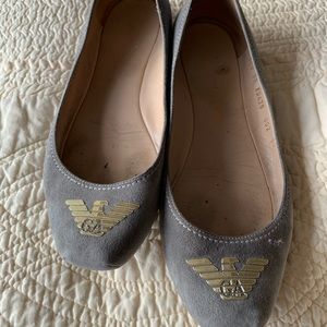 Grey suede Armani flats
